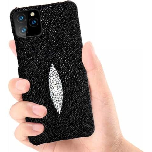 Custom Made Real Pearl Fish Leather Back Cover for iPhone 11 Pro Max XS Max XR X Business Pouch Phone Case Popular Pocket