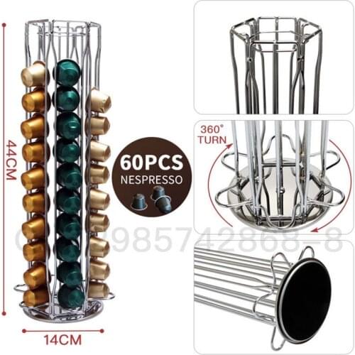 Nespresso Capsule Black Rotating Rack Stainless Steel 360 Degree Display Holder Storage 60/40 Cups Capsules New Coffee Pod Rack