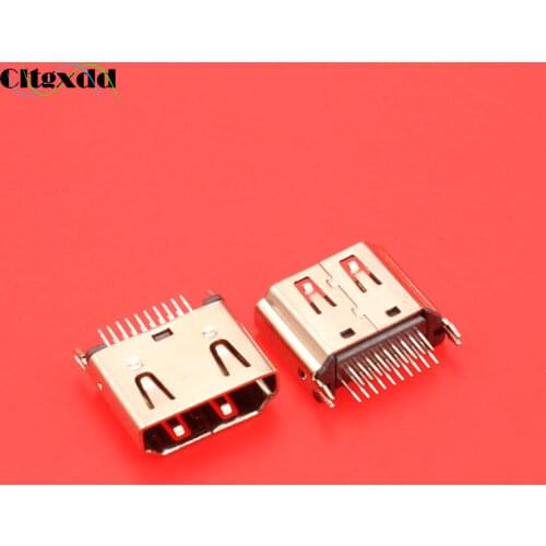 Cltgxdd HDMI female Plug 19 pin female interface Connector,2 rows (10pin 9pin) 180 degree HDMI female socket repair replacement