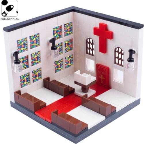MOC Building Block Parts City Church Wedding Bride Groom Figures Accessories Mini Bricks Printed Window Toys for Children 60592