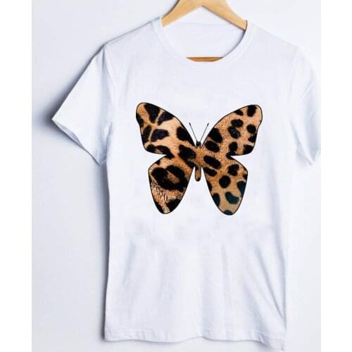 Tees for Women Cartoon Leopard Butterfly 90s Style Spring Autumn Fashion Ladies Clothes Lady Tops Clothing Female T T-Shirt