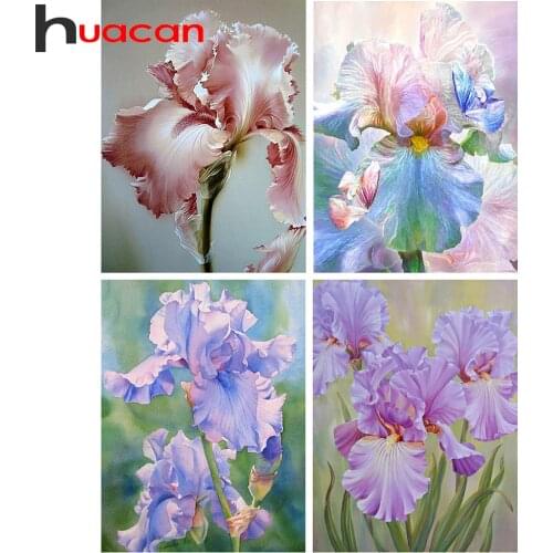 Huacan 5d DIY Diamond Painting With Square Rhinestones Iris Full Diamond Embroidery Kit Mosaic Flower Wall Decor