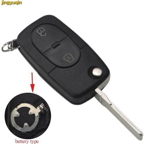 Jingyuqin Flip Folding Remote Key Case for Audi A2 A3 A4 A6 Old Models Key Shell With Small CR1620 Battery Holder 2 Buttons