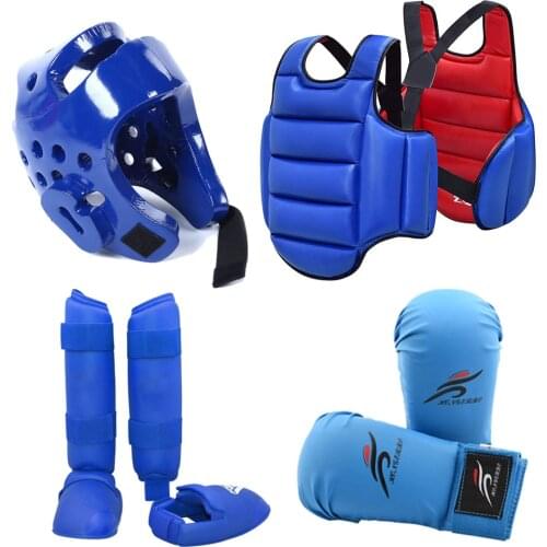 Karate Uniform Sparring Gear Set Leg Guard Martial Arts Boxing Gloves Exercise Equipment Training Taekwondo Chest Body Protect
