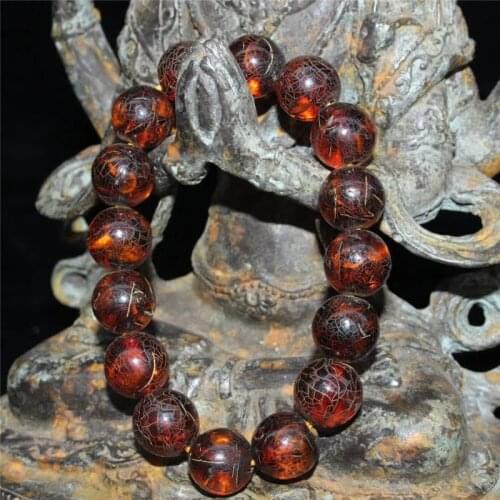 Collection Chinese Hand-made Wax Crackle Bead Jewelry Bracelet Auspicious Decorative Gifts