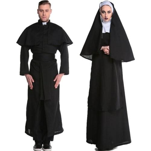 Adult Priest Nun Costume Halloween Costumes for Women Men Blessed Virgin Mary Clothing Church Costume Carnival Stage costume