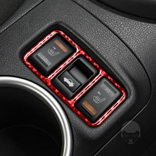 1PC Red Genuine Carbon Fiber Car Center Heat Button Frame Cover Trim Car Styling For Nissan Z34 370Z 2009-2021