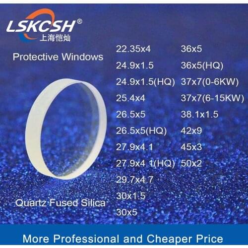 LSKCSH Laser Protective Windows 22.35*4 27.9*4.1 30*5 36*5 37*7 1064nm Quartz Fused Silica For Raytools WSX Cutting Welding