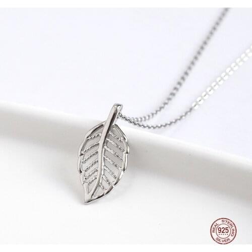 LKO Creative Three-Dimensional Tree Leaf 925 Sterling Silver Pendant Necklace Womens Trend Punk Fashion Party Jewelry Gifts