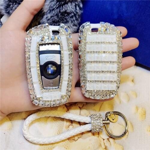 LUNASBORE Luxury Diamond bling car key case cover/ key shell for BMW 1 2 3 4 5 6 series X3 X4 Car Smart Remote Key Cover
