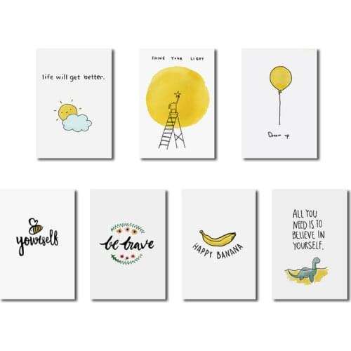 Cartoon Posters Canvas Painting Wall Pictures for Modern Live Home Decor Balloon, Sun, Banana and Bee Prints Wall Art