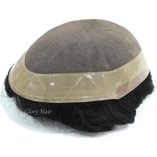 GLORYHAIR Duro Echo - 4-6 inches Hair System for Men Cheap Human Hair Toupee Mono & PU Base Hair Unit