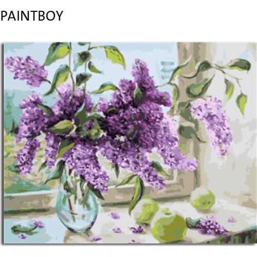 PAINTBOY Framed DIY Painting By Numbers Flowers Coloring By Numbers Hand Painted On Canvas Home Decor Wall Art