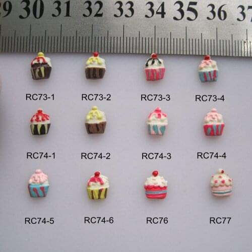 RC73-77 30pcs/bag Cartoon Cupcake Icecream Resin Cartoon Deco Nail Art Decoration Nail DIY Deco