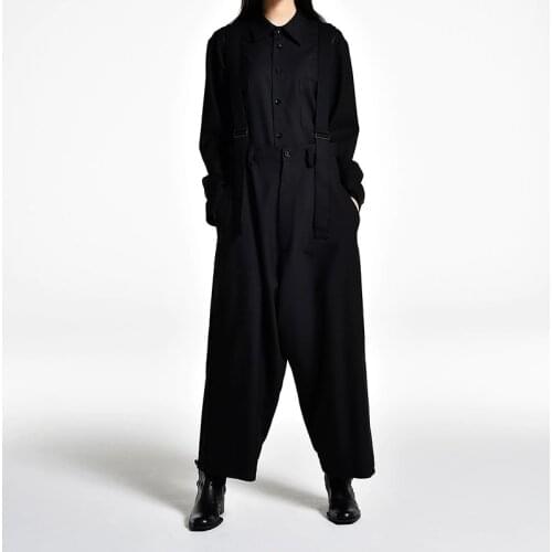 Original design of wide-leg culottes and suspenders ultra-loose Japanese style slacks for men Big yards mens trousers