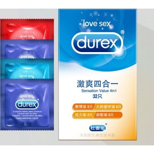 Durex Condom 100Pcs/Pack 4Types Natural Latex Extra Lubricating Cock Condoms Adult Sex Toys Men Penis Sleeve Safe Contraction