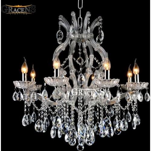 Maria Theresa Clear Chrome Crystal Chandelier Light LED Crystal Lustre Light for Lobby Stair Hallway project MD8475