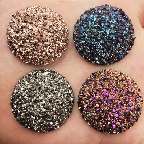 New 20PCS AB Resin 30mm Ore Round Crystal Gem Flatback Rhinestone Buttons Accessories DIY Wedding Appliques Craft G68