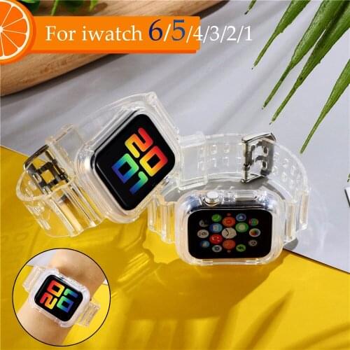 Sport Strap for Apple Watch Band Series 6 1 2 3 4 5 silicone Transparent for Iwatch 5 4 Strap 38mm 40mm 42mm 44mm accessories