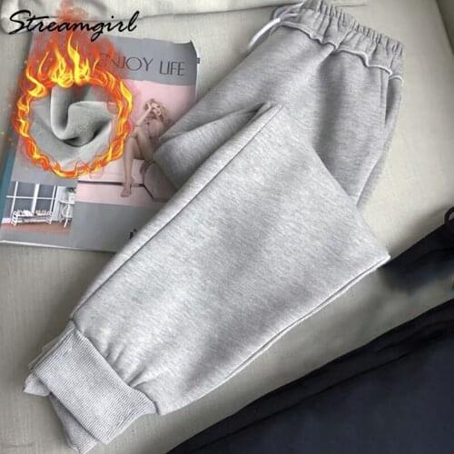 Sweatpants Women Winter Pants Thick Warm Casual Trousers Ladies Sport Elastic Waist Autumn Winter Pants Fleece Lined Thicken