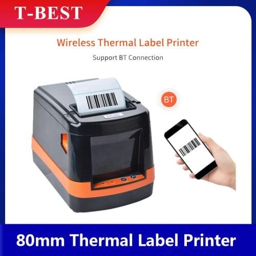 HOIN 80mm USB Thermal Label Printer Wired Barcode Printer BT Connection High Speed Label Maker Sticker Compatible with Andorid