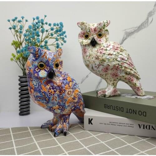 Nordic Style Owl Statues Resin Miniatures Living Room Decor Sculptures Small Decor Crafts Ornaments Figurines For Interior