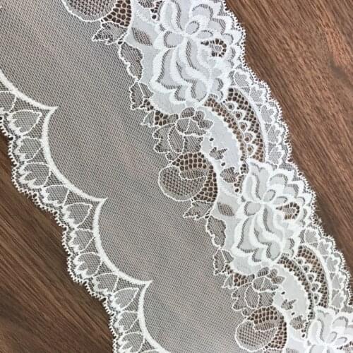Vintage Style Ivory White Embroidered Stretch Flower Lace Trim For Head Wrap Wedding Gift 5 Yards Length
