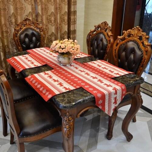 Poly cotton High quality Christmas Design Dobby table runner and table placemat , tablecloth