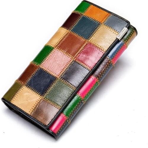 Womens Purse Leather Wallet for Women Boho Purses Coins and Cards Ladies Wallets Long Clutch Bag Women Wristlet Wallets