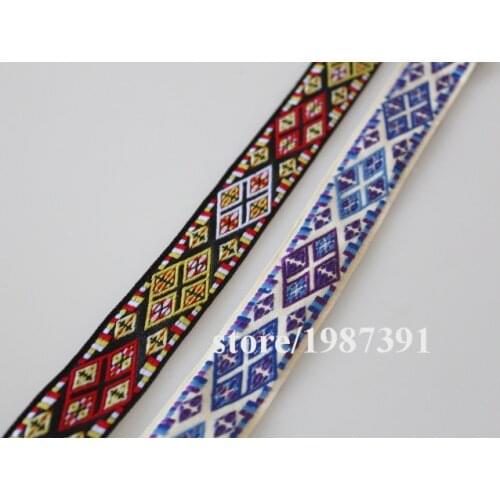 10yards/lot wide 2.5CM Woven Jacquard Ribbon geometric quadrangle design clothing accessory ZH-9787