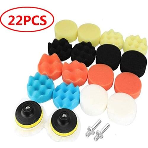 22Pcs Buffing Waxing Polishing Sponge Pad Kit For Car Cleaning Tools Accessories Compound-Polishing-Auto Drill Adapter 3inch