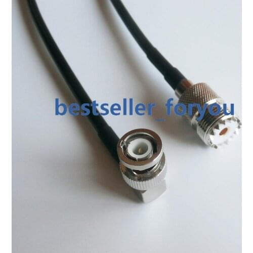 3feet RG58 UHF SO239 female jack to BNC male right angle plug RF pigtail cable