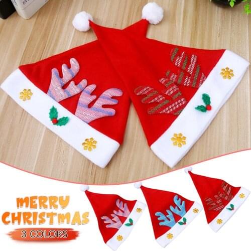 3PC Christmas Hat Childrens Cartoon Antlers Cute Decorations Xmas Gift Hat 2020 Christmas Ornament Hats Cap For Party Props