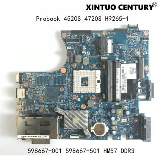 598667-001 598667-501 For HP Probook 4520S 4720S Laptop Motherboard H9265-1 48.4GK06.041 Mainboard HM57 DDR3 100% tested working