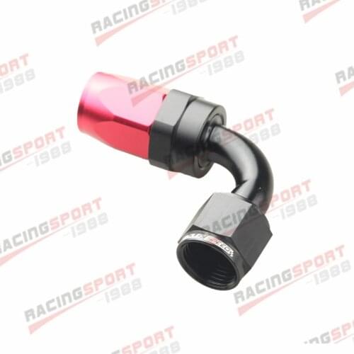 AN-8 90 Degree Aluminum Swivel Hose End Oil Fuel Line Fitting Adapter Black/Red