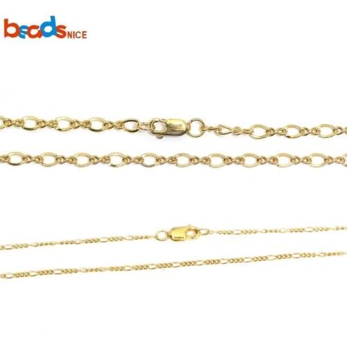 Beadsnice Gold Filled Figaro Link Chain Necklace Minimalist Choker Finished Necklaces 40136