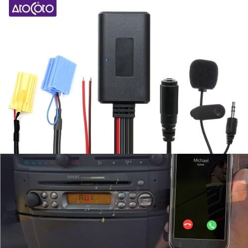 Bluetooth-compatible Wireless Phone Call Handsfree AUX Adapter for Smart Fortwo 450 451 Roadster Radio CD 6 8 Pin MINI ISO Plug