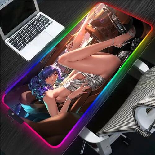 XGZ Large Mouse Pad Sexy Girl Big Tits Rgb Light Anime Mouse Pad Laptop Mini PC Led Desktop Keyboard Mat Mousepad Xxl Csgo Desk
