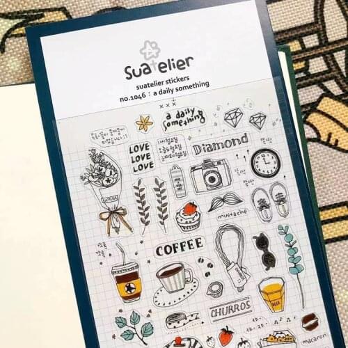 Sonia kawaii PET planner clear ruber stickers scrapbooking adhesive life coffee flower camera La Tour Eiffel home decoration