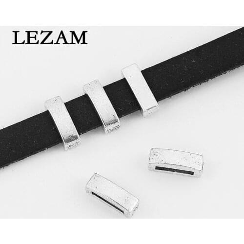 20pcs Antique Flat Slider Beads Spacer For 10*2mm Flat Leather Cord Bracelet Bangle Necklace Jewelry Making Findings