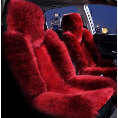 Wool Car Seat Cover Winter Warm Plush Car Wool Cushion Natural Fur Australian Sheepskin Auto Woo Seats Cover Fur Accessories
