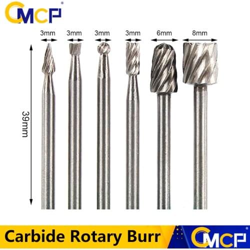 CMCP Wood Rotary Files Woodworking Rotary Burrs Set Carving Milling Cutter For Dremel tools