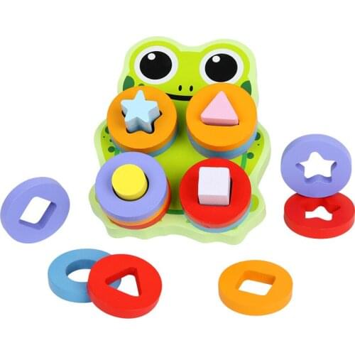 Baby toys Wooden toy montessori education toy Frog Shape match Early Education Teaching Toys For Children