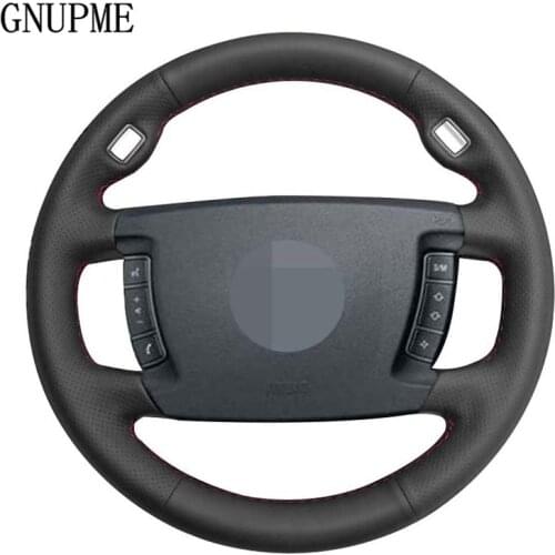 DIY Hand-stitched Black Genuine Leather Car Steering Wheel Cover for BMW E65 E66 2001-2008 (4-Spoke)