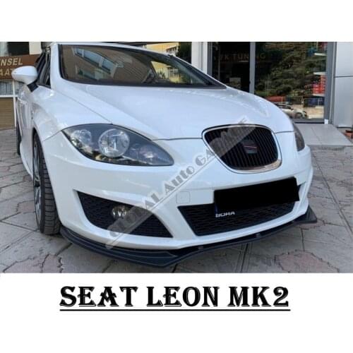 For Seat Leon MK2 Front Bumper Attachment Lip 2005-2012 Piano Glossy Black Splitter Diffuser Universal Spoiler Bumper