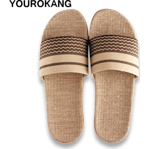 Couple Home Slippers Summer Men Shoes Flax Slippers High Quality New Indoor Floor MaleLinen Slipper Slides Unisex For Lovers