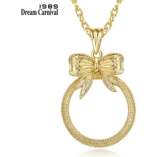 DreamCarnival 1989 Classic Fashion Gift Cute Bow shape Pendant Women Reading 2x Magnifying Glass Quality Necklace Pendant P-010