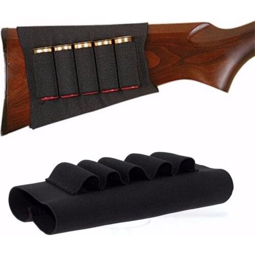 Elastic Fabric Butt 5 cartridges Pouches Stock Shell Holder mounts accessories Hunting bags holsters Tactical gun molle Nylon