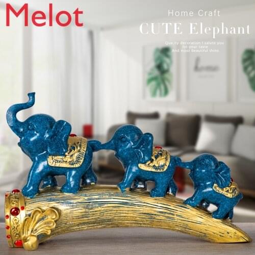 Europeanstyle creative elephant home decoration living room study wine cabinet TV cabinet craft gift auspicious three treasures