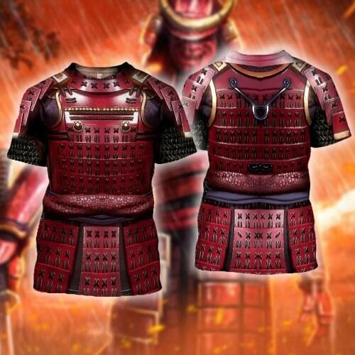 Samurai Red Armor 3D Printed men t shirt Harajuku Fashion Knights Armor Short sleeve shirt street Casual Unisex tee tops